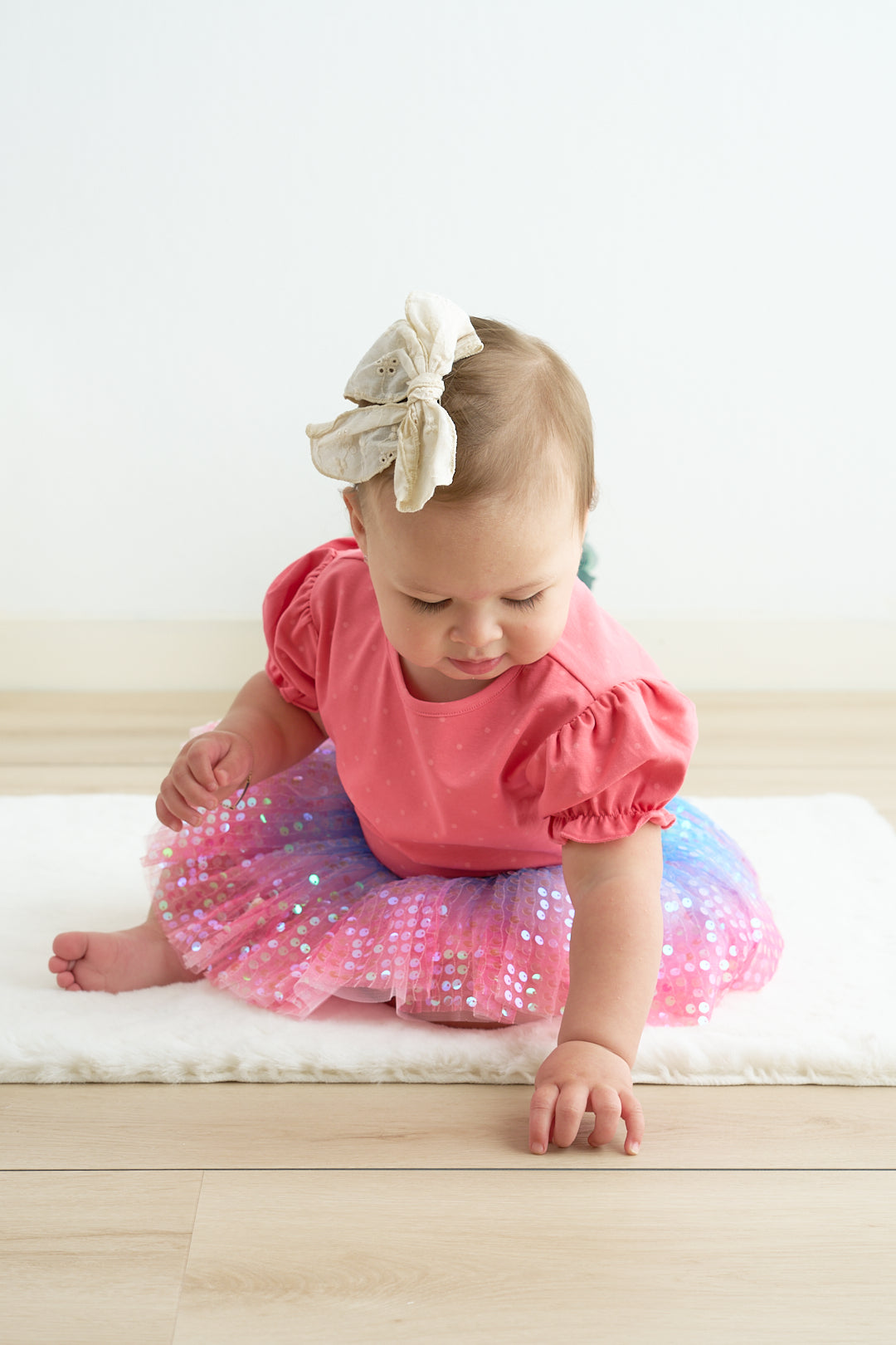 Coral Dot Dream Ruffle Top