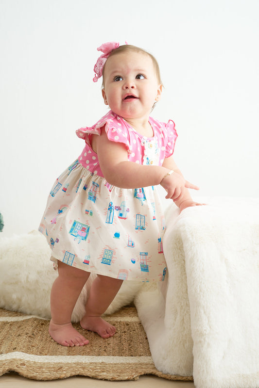 Whimsy Windowpane Polka Dot Ruffle Set