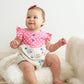 Whimsy Windowpane Polka Dot Bubble Romper