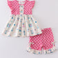 Whimsy Windowpane Polka Dot Ruffle Set