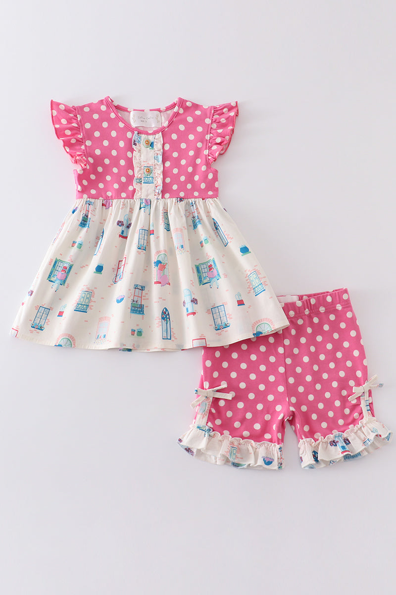 Whimsy Windowpane Polka Dot Ruffle Set