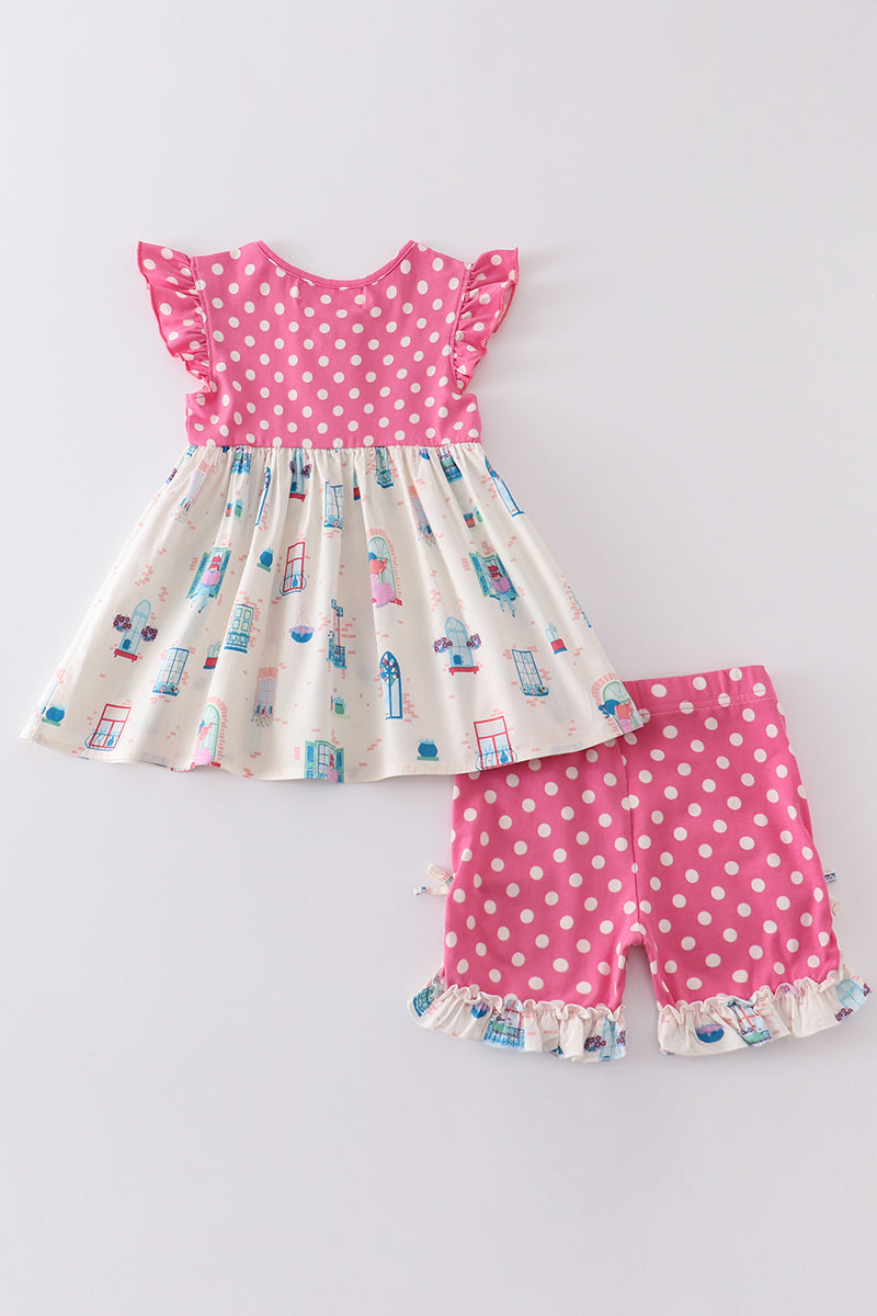 Whimsy Windowpane Polka Dot Ruffle Set